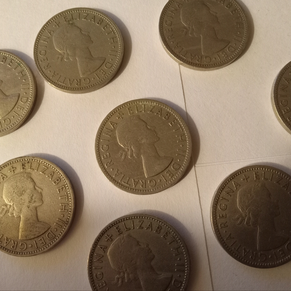 Queen Elizabeth Two Shillings Set Of 9 Coins